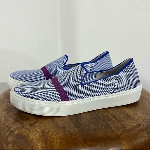 Rothy's The Sneaker Slip On in Blue Reflective Stripe 5 - Picture 5 of 11